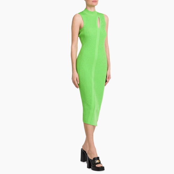 VERSACE💕Sleeveless Slash Midi-Dress in Spring Green - Picture 14 of 14